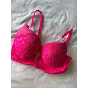 La‎ Senza Beyond Sexy Classic Plunge Lace Bra Pink Floral Padded Underwire 34C
